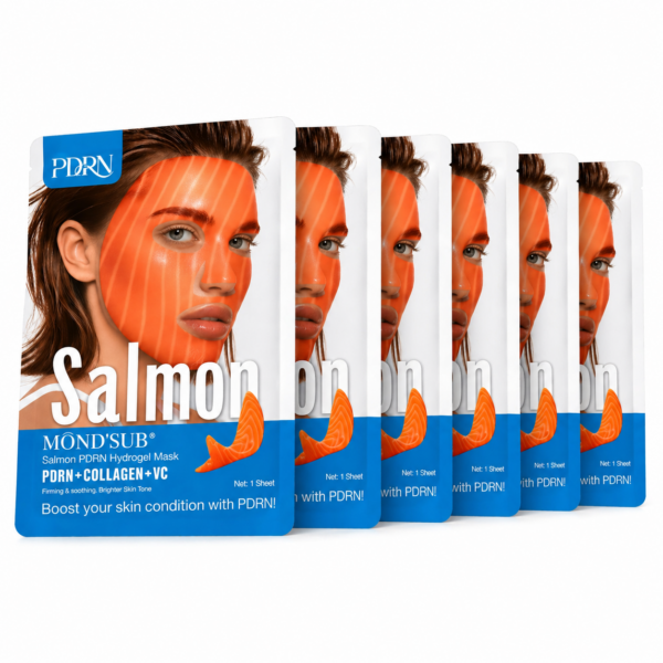 MÔND’SUB Máscara Facial de Hidrogel com PDRN de Salmão – Hidratação e Cuidado Facial - Pack com 6 unidades